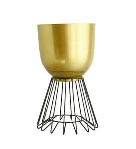 Two Tone Round Metal Hand Made Decorative Planter 2026 - Product Image 4