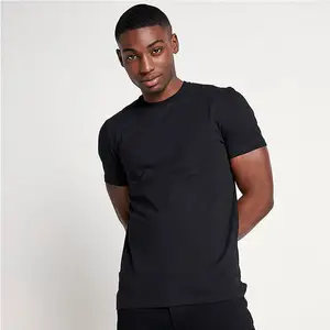 T-Shirt Core da uomo nero streetwear abbigliamento uomo all'ingrosso Sport Bulk T-Shirt Casual vuota T-Shirt da palestra in cotone organico MOQ basso