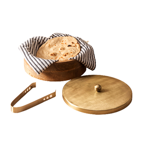 Boîte à chapati au design élégant avec couvercle en métal et pince, boîte à roti de qualité supérieure, forme ronde, taille personnalisée, boîte à roti en vrac - Product Image 3