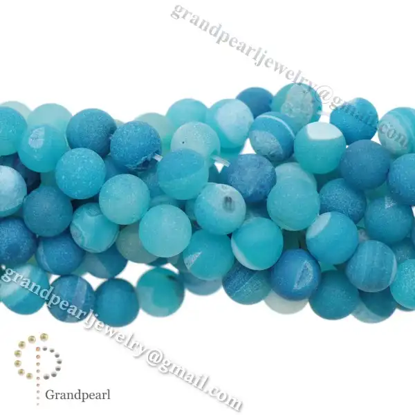 Druzzy Agate gemstone beads in 8mm Round, Light Blue color, drusy agate. druzy agate,