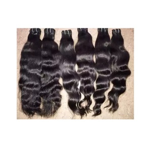 Extensiones de cabello humano liso de la mejor calidad de cabello crudo alineado con cutícula del templo indio y fondo grueso - Product Image 1