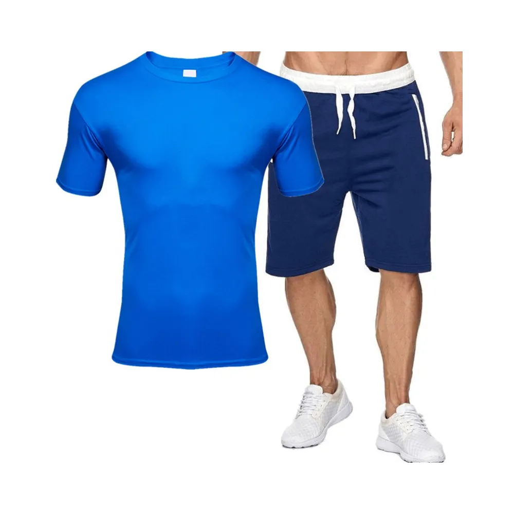 2021新しい高品質のメンズTシャツ2ピースサマーコットン半袖TシャツショーツカジュアルTシャツ男性スポーツTシャツスーツ