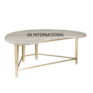 เฟอร์นิเจอร์โต๊ะกาแฟโต๊ะกลางมีสไตล์ใหม่เฟอร์นิเจอร์กรอบกลมพร้อมหินอ่อนตกแต่งหรูหราโต๊ะซ้อน - Product Image 2