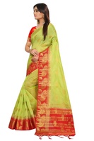 Sari en coton jacquard indien, design moderne, doux, pour femmes, pour les occasions spéciales, les mariages, style Kanchipuram