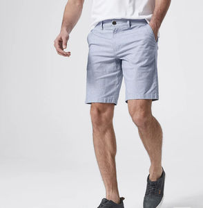 Gran oferta de pantalones cortos chinos de lona gris lavados Vintage para hombre 100% algodón antiarrugas malla elástica sólido Casual gimnasio ecológico liso - Product Image 3