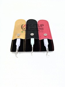 Pince à épiler d'extension de cils à pointe argentée de haute qualité en différentes couleurs Double poignée en diamant incurvée Instruments de beauté avec logo personnalisé - Product Image 2