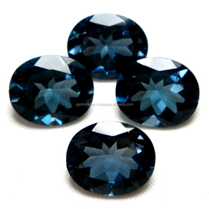 Topacio Azul de Londres Natural Certificado, Azul Oscuro, Ovalado, de la Mejor Calidad, Piedras Grandes Talladas para la Fabricación de Joyas - Product Image 1