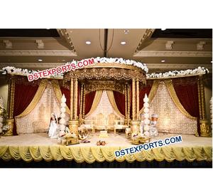 Mandap en bois sculpté pour mariage gujrati, mandap à deux piliers sculpté à la main, mandap en bois sculpté pour mariage royal, Londres - Product Image 1