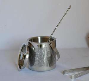 Premium Fancy Hot Double Wall Cylinder Shape Soporte de vino de boca abierta de alta calidad Premium Nordic Vintage Classic Look Cubo de hielo - Product Image 5