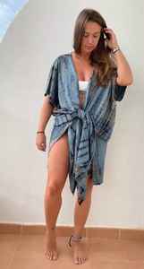 Kimono largo de gran tamaño con tinte de corbata unisex, hasta el suelo, para verano, playa, respetuoso con el medio ambiente, tejido transpirable, cintura Natural - Product Image 2