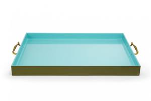 Ensemble de plateaux ovales artisanaux en laque pour thé avec poignée Plateaux de service en bois pour la maison pour le service des aliments - Product Image 4