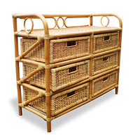 Oferta Especial: Estante de Almacenamiento de Ratán Natural con 6 Cajones, Estilo Boho, para Dormitorio y Sala de Estar, Precio al por Mayor