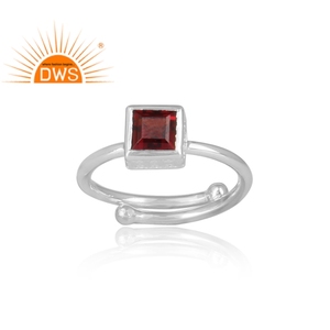 Bold Square Cut <b>Garnet</b> Gemstone <b>Ring</b> Jewelry Fine <b>Silver</b> Square Design Retro <b>Ring</b> Jewelry Manufacturer - Product Image 2