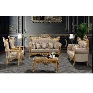 Classic 7 Seater Drawing Room Sofa Set Premium Quality French Style Livingroom Furniture Indian Teak Wood Sofa Set For Home