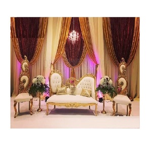 Loveseat-Conjunto de sofás para escenario de boda, Set de sofás de estilo clásico de color dorado y real, para novia y boda, Itaian - Product Image 1
