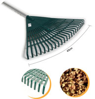 Râteau de qualité supérieure et très résistant, et râteau extra large de couleur verte pour le nettoyage extérieur