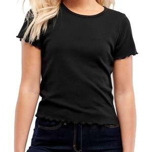 Top 10 usine en gros femmes t-shirt personnalisé Sexy Laitue Bord Femme T-shirt avec votre logo personnalisé et marque OEM Service - Product Image 1
