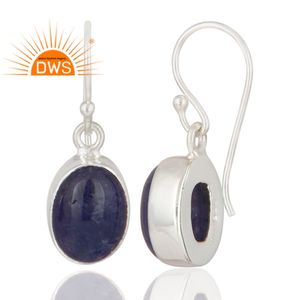 <b>Solid</b> 925 Sterling Fine <b>Silver</b> Designer Drop <b>Earrings</b> Jewelry Wholesaler Oval Shape Tanzanite Gemstone <b>Earrings</b> Jewelry - Product Image 2