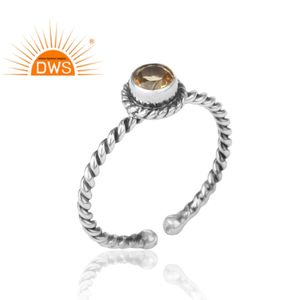 Round Citrine Gemstone Ring Handmade 925 Sterling Silver Women's Ring Antique Rings Jewelry Supplier - Product Image 2