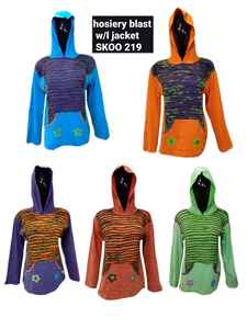 Elegante indio bohemio Floral multicolor calcetería tela chaqueta con capucha botón Casual ropa de invierno Mini Niño Orden modelo con cremallera - Product Image 2