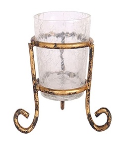 Portavelas de Metal con soporte de cristal, portavelas votivo para mesas centrales o laterales, decoración para sala de estar y hogar, Diwali - Product Image 1