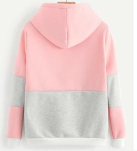 Venta al por mayor de alta calidad comodidad de algodón 80 algodón 20 poliéster cuello alto bordado Color liso cuello redondo mujeres sudaderas con capucha - Product Image 2