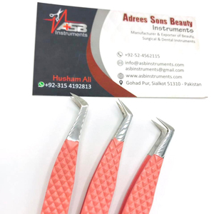 Pince à épiler pour extension de cils Mega Volume en acier inoxydable durable Blush Nude Coated Diamond Grip Personnalisable Privé Pointu - Product Image 1