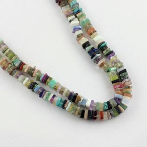 Perles Heishi en Quartz Multicolores, Lisse, Plat, Carré, 4-6mm, 16 pouces, pour Bijoux, Multi-Taille - Product Image 3