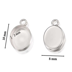 Collar de plata de ley 925 de 7x9 MM, bisel Oval liso, taza, componente en blanco, fundición de Metal, fabricación de accesorios de joyería - Product Image 3