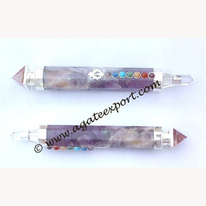 Améthyste Chakra Baguettes Avec Pyramide - Product Image 1