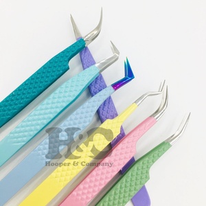 Pince à épiler d'extension de faux cils de haute qualité pince à épiler en acier inoxydable poignée de couleur personnalisée pince à épiler Logo vison - Product Image 4