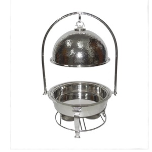 Plat de chauffe-plats en métal nickelé avec support de cintre de couverture - Product Image 1