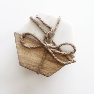 Posavasos de madera de mármol natural, posavasos de mármol y madera en blanco para forma hexagonal para vender - Product Image 4