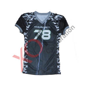 ชุดยูนิฟอร์มอเมริกันฟุตบอลคุณภาพสูงสั่งทำได้ราคาถูก แขนสั้น ไซส์ใหญ่ พิมพ์ลายแบบซับลิเมชั่นเต็มตัว ระบายอากาศได้ดี ผ้าสแปนเด็กซ์ด้านหน้า - Product Image 6
