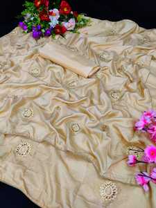 Saree de travail de broderie en soie avec chemisier Indienne, vêtement de fête, pas cher, pas cher, vente en gros - Product Image 2