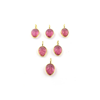 Colgantes de fiesta de turmalina rosa con baño de rodio y oro sobre plata de ley, grado AAA, con diseño de hoja tallada y engaste de bisel, para piedra de nacimiento