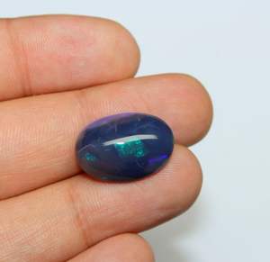 Opale noire naturelle australienne, cabochon lisse, coupe ovale, pierre précieuse en vrac, 20x14 mm - Product Image 5