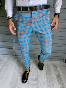 Celana <span class=keywords><strong>Chino</strong></span> Pria Berkualitas Tinggi Grosir, Warna Solid dan Kotak-kotak, Model Slim Formal untuk Pria - Product Image 4