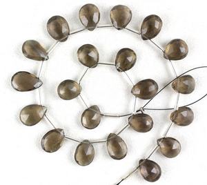 ลูกปัดรูปลูกแพร์เหลี่ยมเพชรพลอยควอตซ์21ชิ้น,สำหรับทำเครื่องประดับสีน้ำตาล2020 - Product Image 1