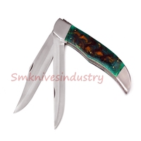 Couteau pliant artisanal sur mesure, double lame droite, acier à haute teneur en carbone, manche en Micarta, multifonctionnel, support DIY/OEM/ODM