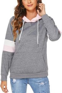 Sudaderas con capucha informales para exteriores para mujer, Jersey de rayas de lana de manga larga, chaqueta con logotipo frontal, Tops de invierno con bolsillos - Product Image 5