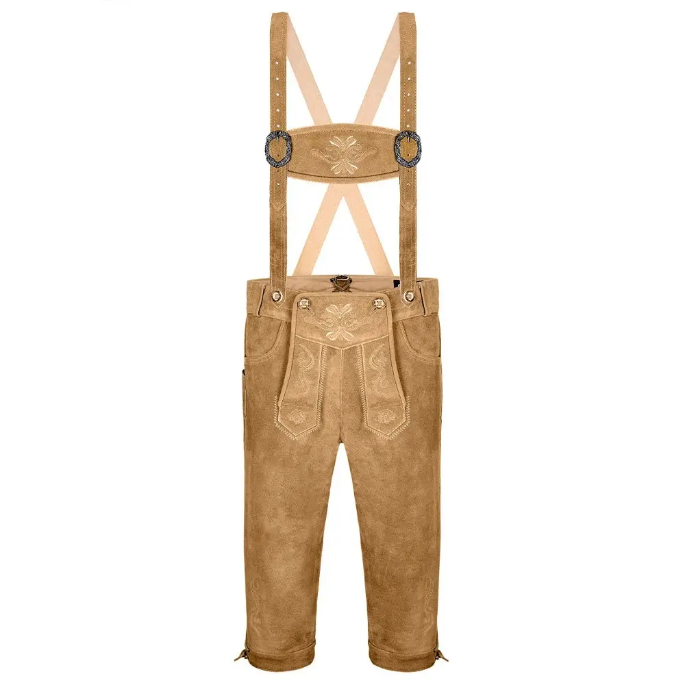 Bayerische Lederhosen - Oktoberfest Lederhosen-Deutsche Lederhosen Shorts - Trachten Kurz Herren & Damen tragen