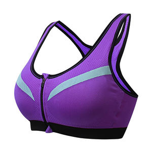 Soutien-gorge de sport à double couche antichoc Sexy Gather Shather avec fermeture à glissière avant Gym Wears Running Sports Bra pour femmes - Product Image 1