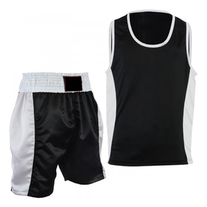 Custom Boxing <b>Kit</b> Set Satin Shorts with Vests / Top Level Quality Boxing Suits Breathable Mesh Interlock Custom Logo & Color - Product Image 2