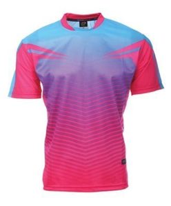 Camiseta Deportiva de Manga Corta para Hombre, con Patrón Geométrico Rojo, Azul y Blanco, con Logotipo en la Parte Delantera, Corte Regular, Transpirable, de Poliéster Tejido - Product Image 2