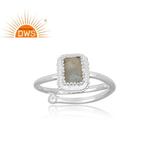 Bague en argent Sterling 925, vente en gros, accessoire pour femmes, fait à la main, coupe rectangulaire, pierres précieuses Labradorite, vente en gros - Product Image 2