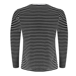 Camiseta transpirable de manga larga de punto teñida de hilo personalizada, Diseño a rayas suave y cómodo, técnica de lavado estilo Hip Hop de talla grande - Product Image 2