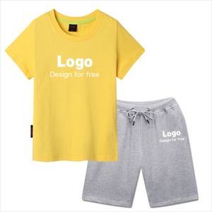 Camiseta de algodón negra con cinta de Logo rojo, conjunto de dos piezas, camisetas y pantalones cortos - Product Image 2