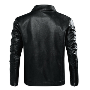 Veste en cuir teinte à couleur unie pour hommes, vêtements décontractés de haute qualité, vente en gros, mode OEM, avec poche - Product Image 2