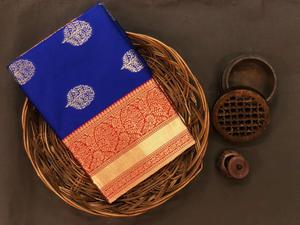 Banarasi Silks Saree สีดำ Banarasi ผ้าไหมบริสุทธิ์สารี - Product Image 4
